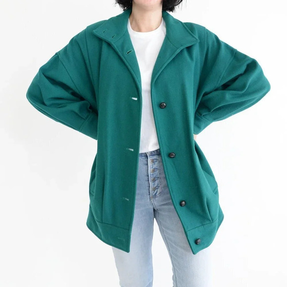 Vintage  J. Gallery Green 70% Wool Coat Size 5/6 - Picture 2 of 16